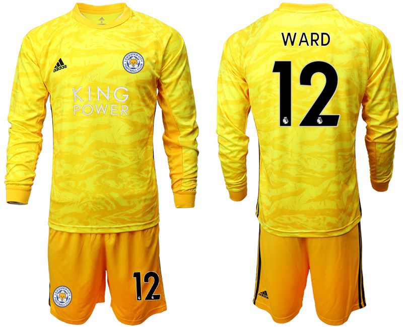 Men 2019-2020 club Leicester City yellow goalkeeper long sleeve #12 Soccer Jerseys